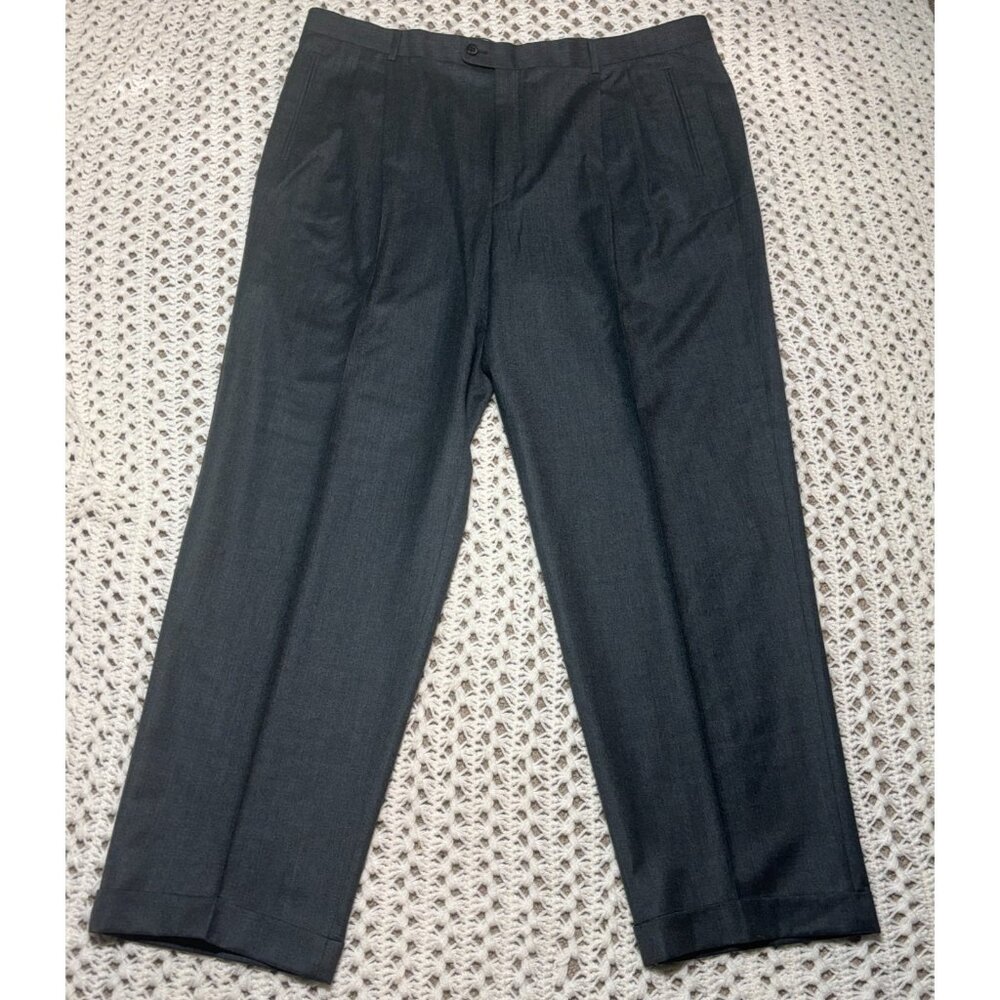 Zanella Nordstrom Gray 100% Wool Dress Pants Slacks‎ 44x32 Duncan Trousers Italy